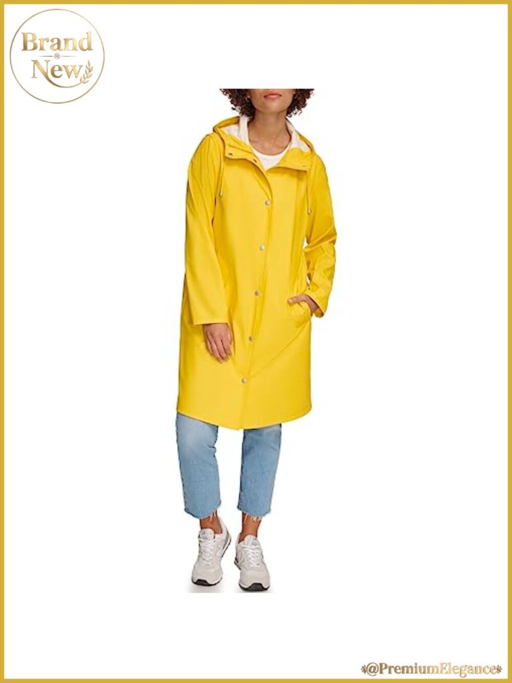 Waterproof Hooded Rain Parka Long Silhouette Breathable Drawstring Snaps